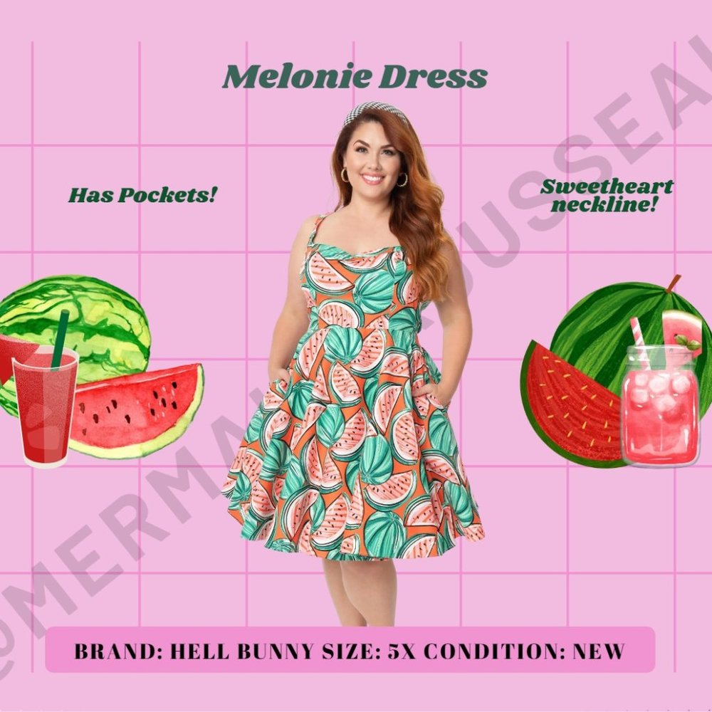 SEE SIZE INFO: Hell Bunny 6x Melonie Dress with pockets!